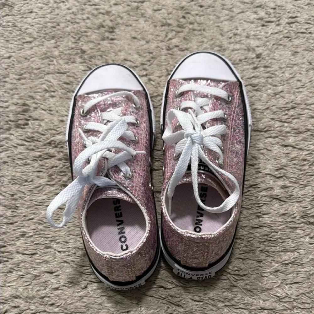 Converse Pink and White Glitter Sneakers Low-Top
